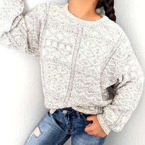 Vintage Oversized Chunky Geometric Textured Coogi Style Knit Sweater